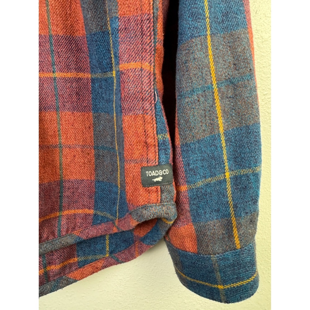 Toad&Co Orange Plaid Half-Zip Button Down Shirt - Picture 4 of 9